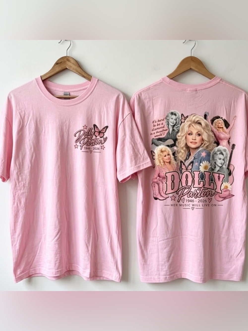 Pink Dolly Parton Memorial Graphic Tee